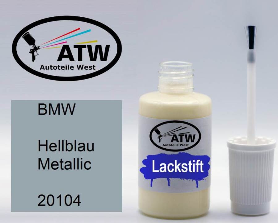 BMW, Hellblau Metallic, 20104: 20ml Lackstift, von ATW Autoteile West.